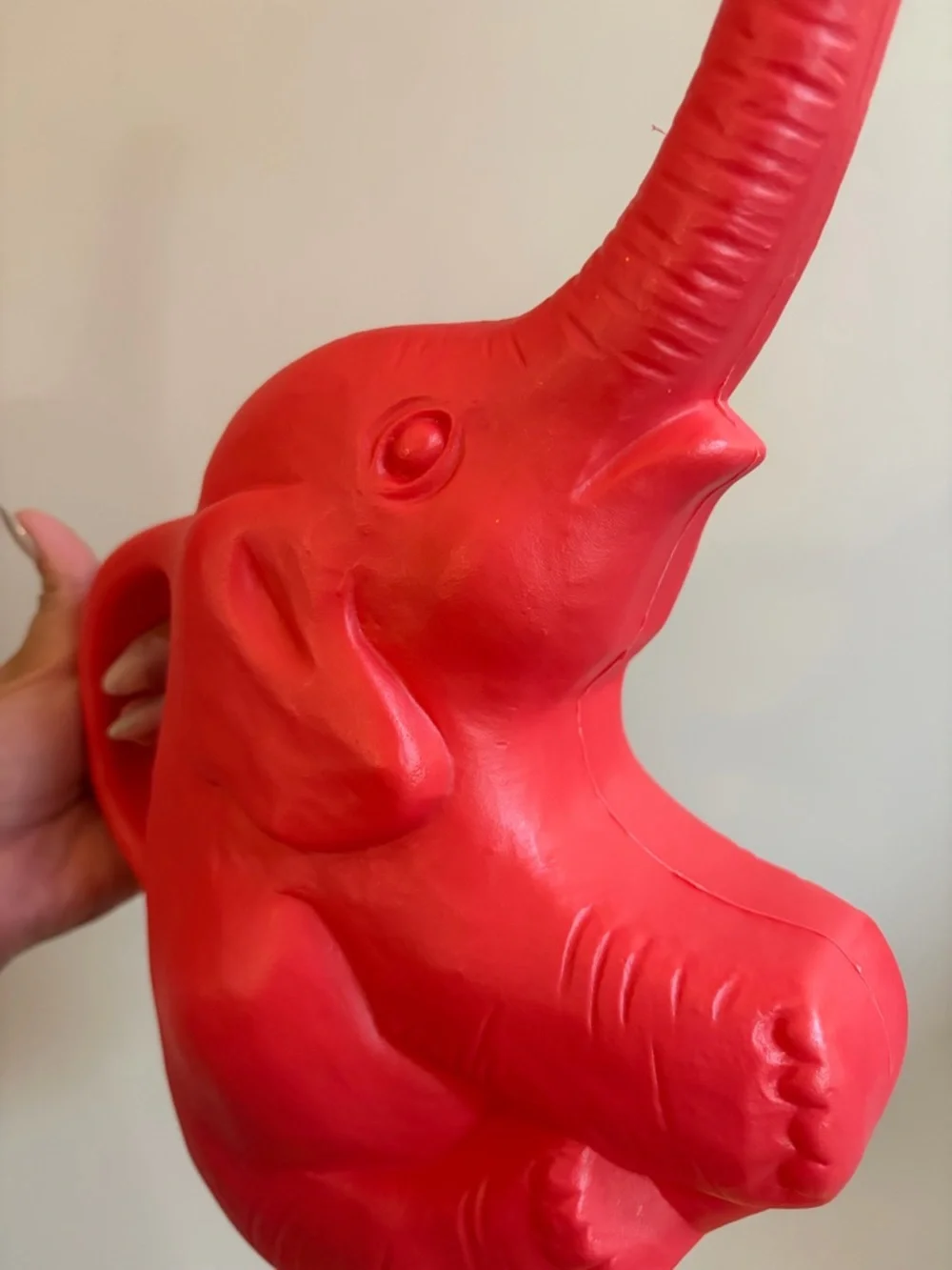 Blow Mold 1996 Union Products Vintage Red Toned Elephant Water Can Garden Decor